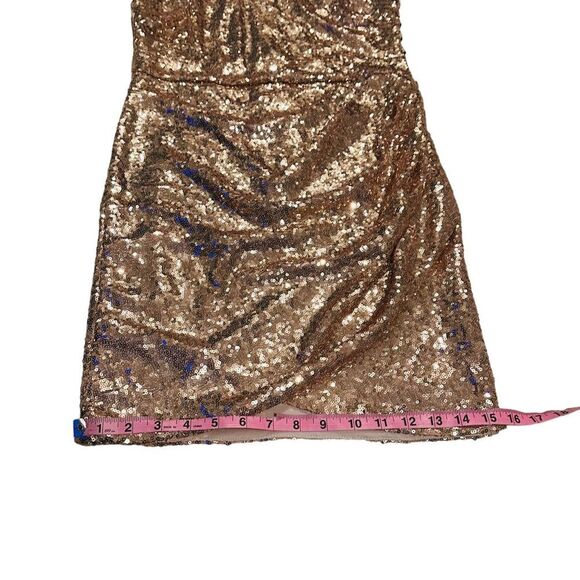 Wink Gal Rose Gold Sequin Halter Dress - Size Large - Picture 14 of 16